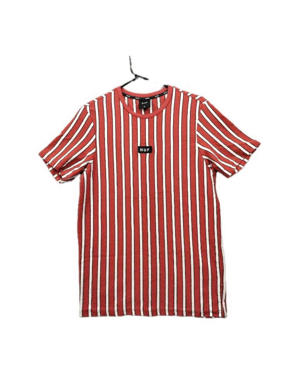 HUF T Shirt Mens L Fits M Vertical Stripe Heavyweight Skater Streetwear Retro